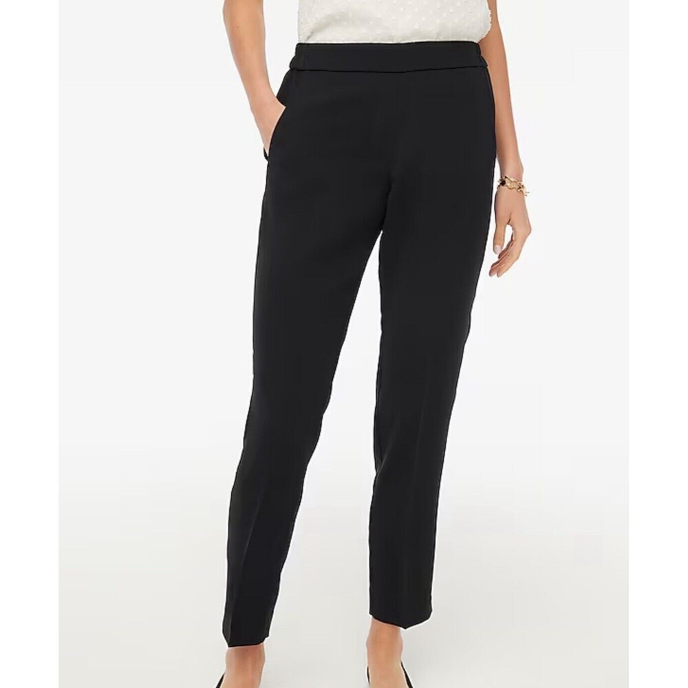 J. Crew Factory Women's 12 Jamie Pant Crop Crepe Business Black Elastic Waist